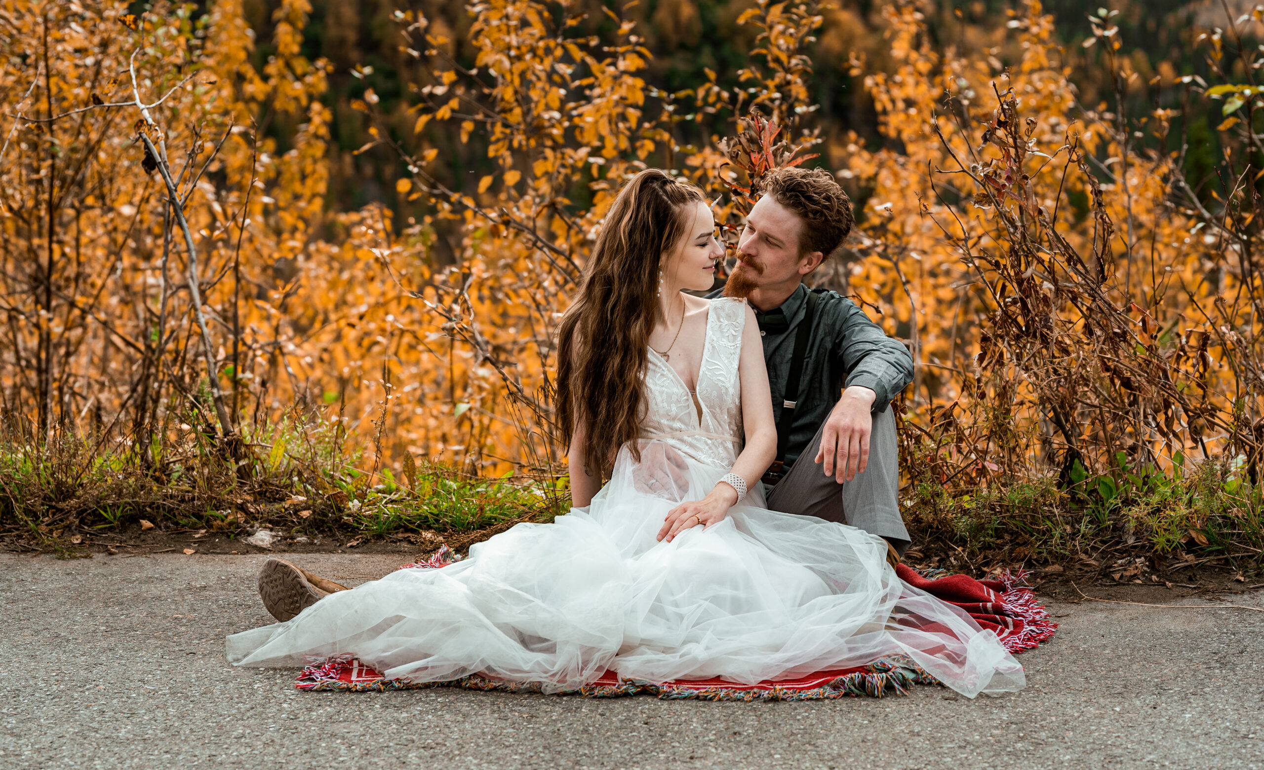 Fall Alaska Bride and Groom Wasilla