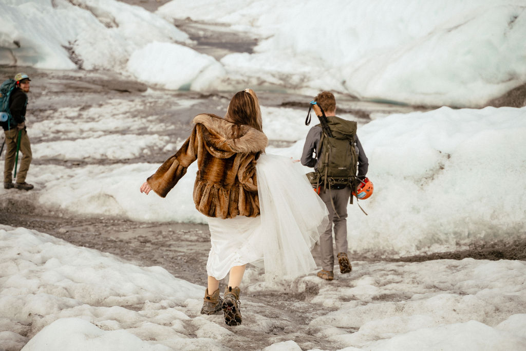 Alternative wedding elopement alaska glacier